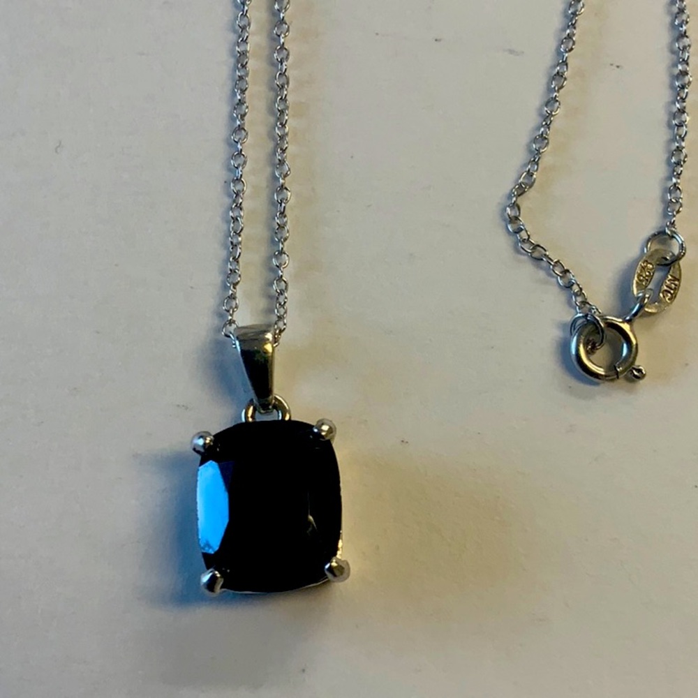 Black Onyx Rhodium over sterling silver pendant